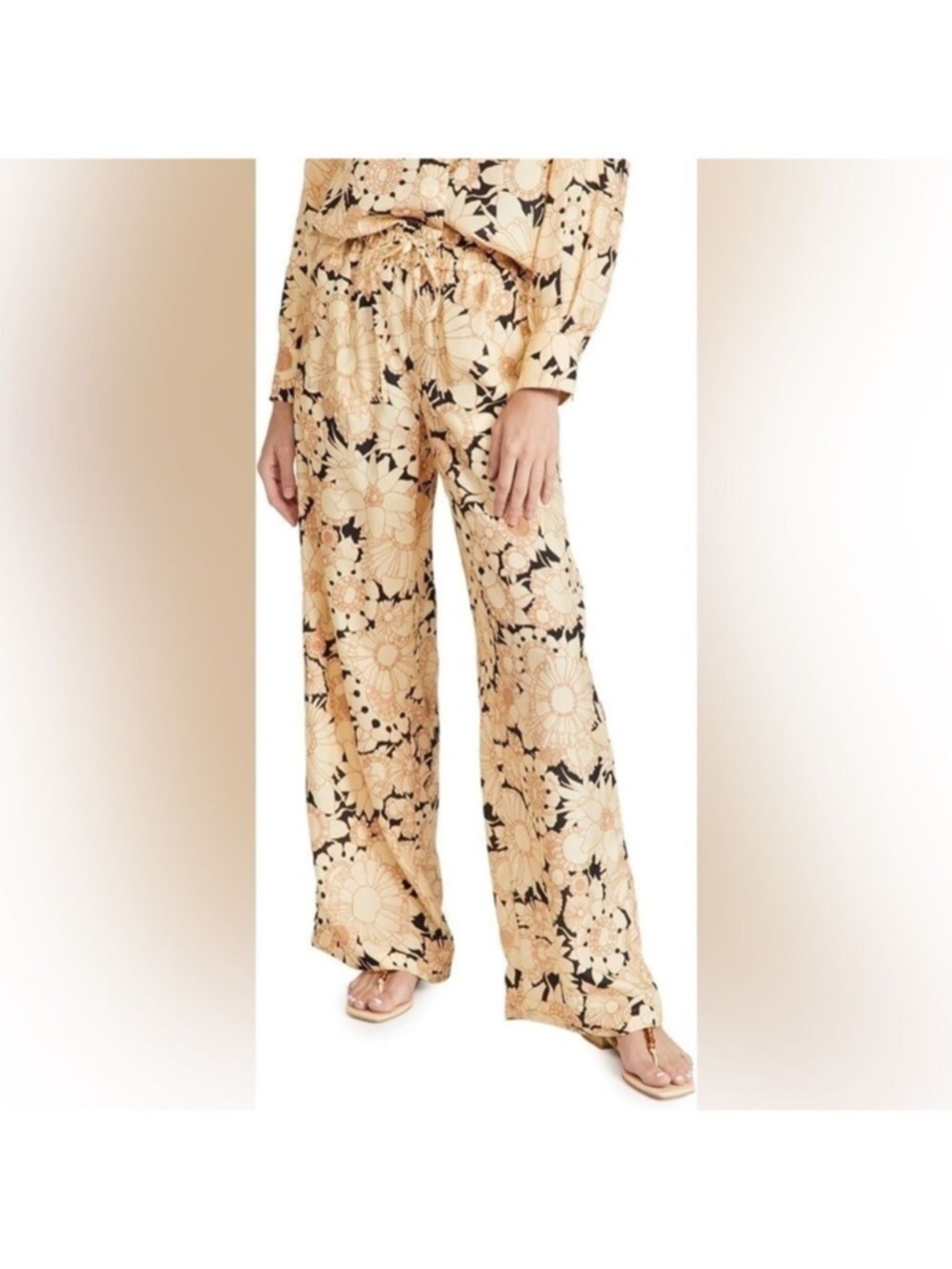 REBECCA TAYLOR POP ART DRAWSTRING SILK PANTS SIZE L!